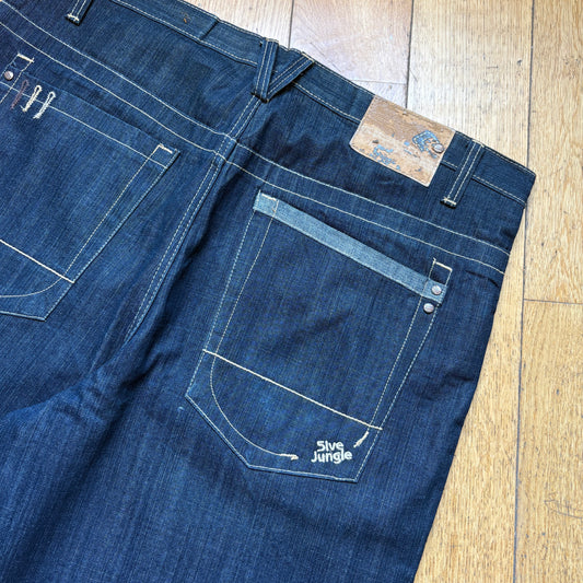 Vintage Embroidered Hip Hop Baggy Blue Shorts Jorts - 44