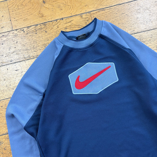 Vintage Nike Swoosh Navy Embroidered Sweatshirt - S
