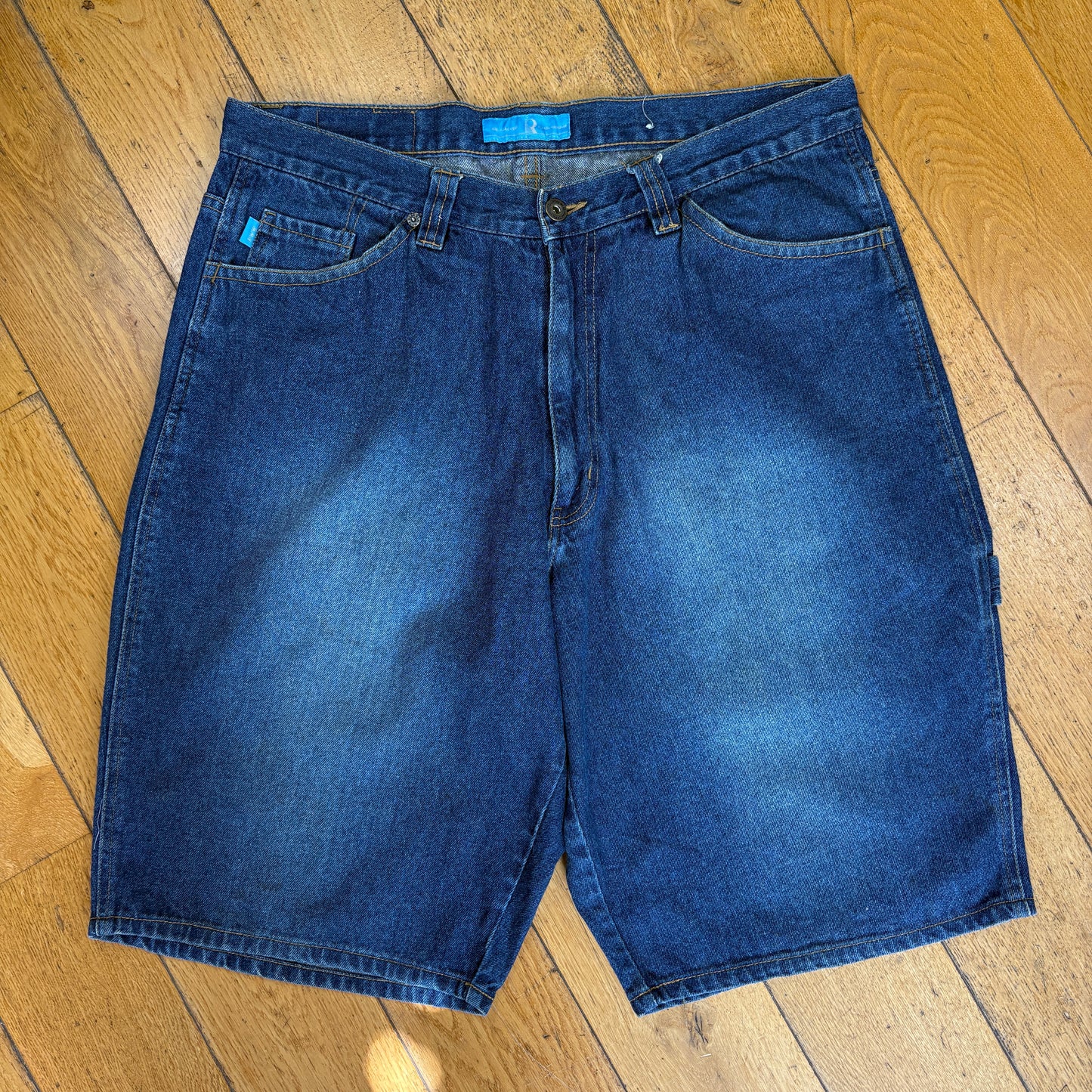 Vintage Embroidered Hip Hop Baggy Blue Shorts Jorts - 38