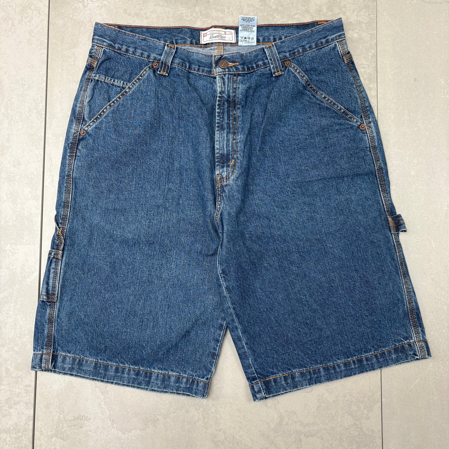 Vintage Levis Carpenter Baggy Blue Denim Shorts - 36