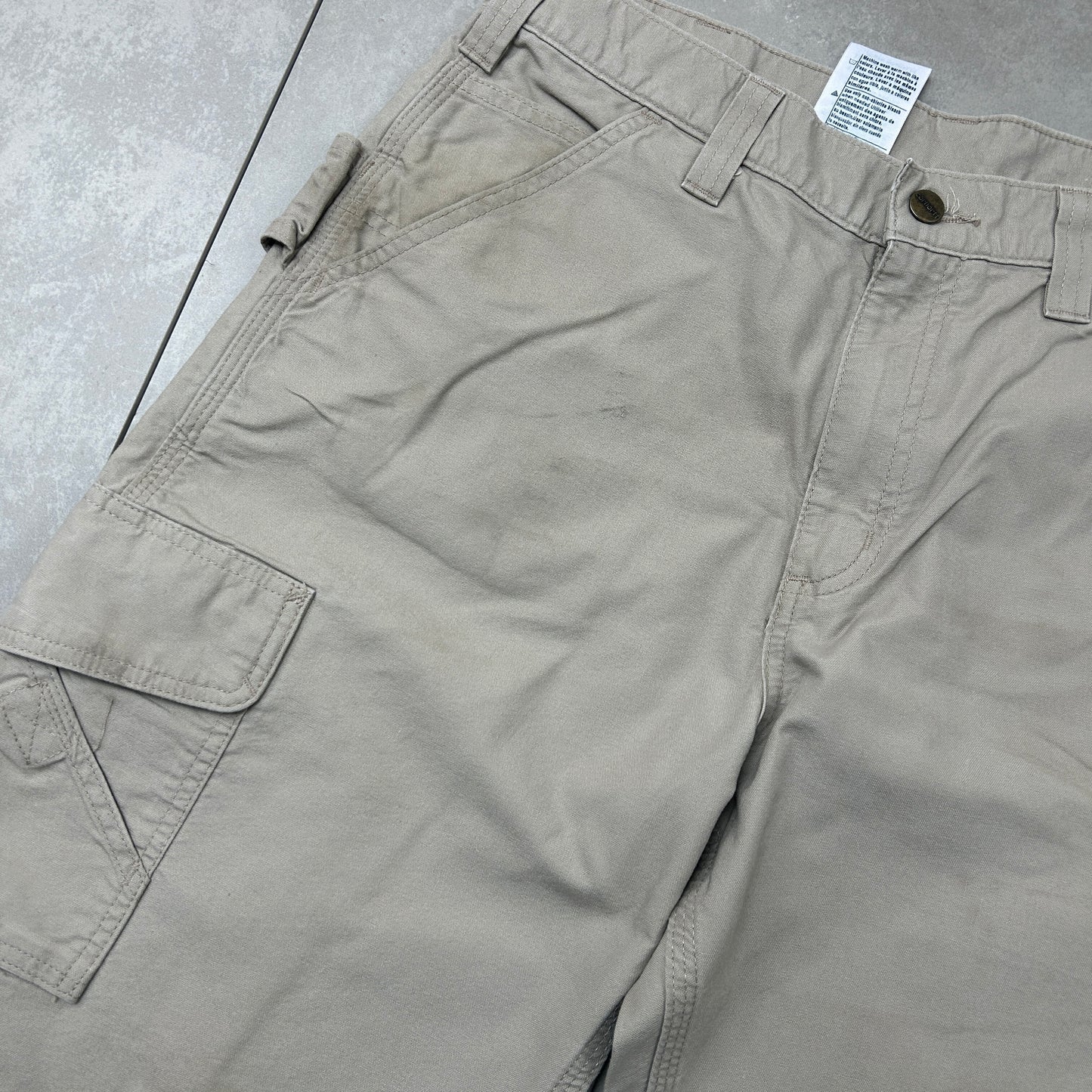 Vintage Carhartt Workwear Baggy Cream Carpenter Shorts - 33