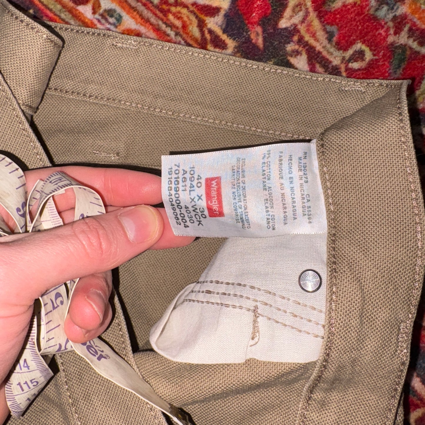 Vintage Wrangler Cream Brown Carpenter Workwear Baggy Trousers - 40S