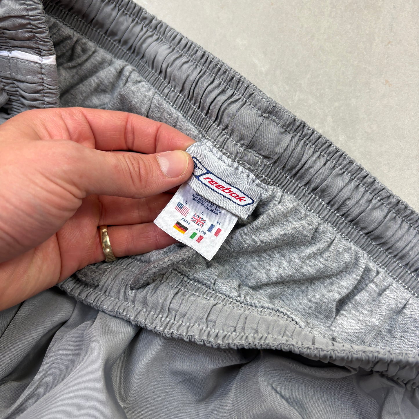 Vintage Reebok Grey Baggy Tracksuit Sweatpants Track Pants Bottoms - M