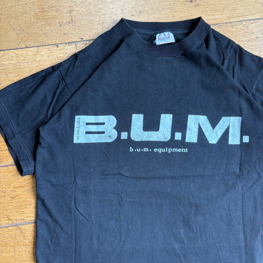 Vintage 90s BUM Equipment Single Stitch Black Graphic T-Shirt - S