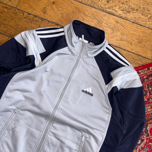 Vintage Adidas Grey Navy Tracksuit Track Jacket - M