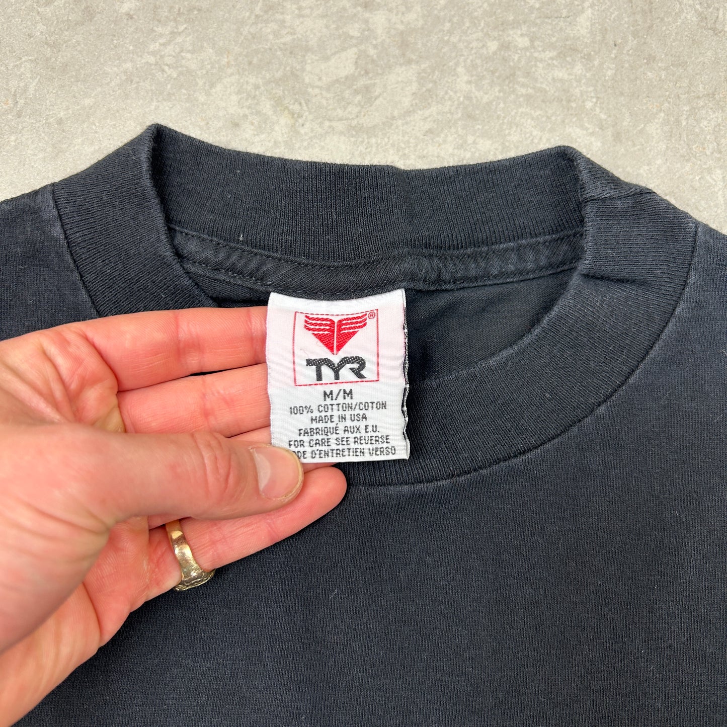 Vintage 90s TYR Single Stitch Graphic Funny Dog Black T-Shirt - S