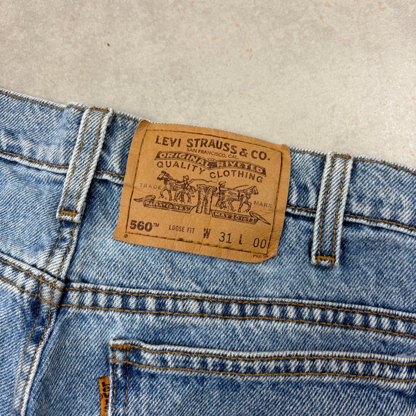 Vintage Levis 560 Orange Tab Blue Baggy Denim Shorts - 31