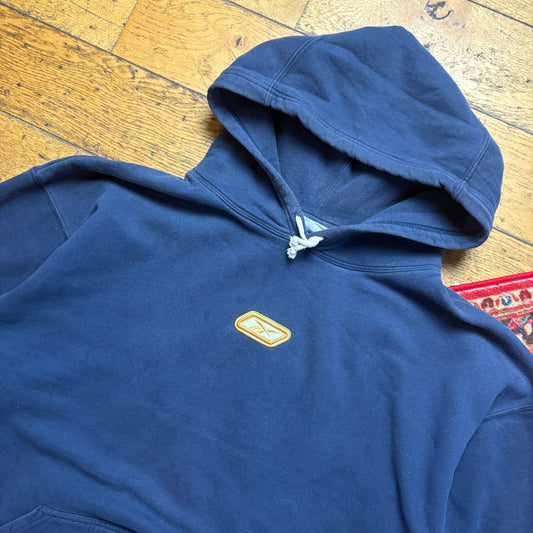 Vintage Reebok Navy Hoodie Embroidered Sweatshirt - XL