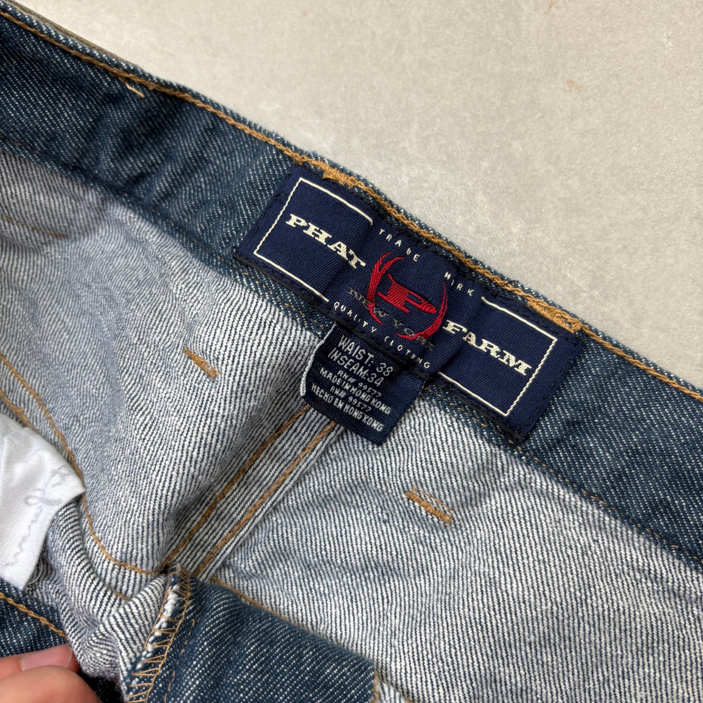 Vintage Phat Farm Embroidered Hip Hop Blue Baggy Jeans - 38