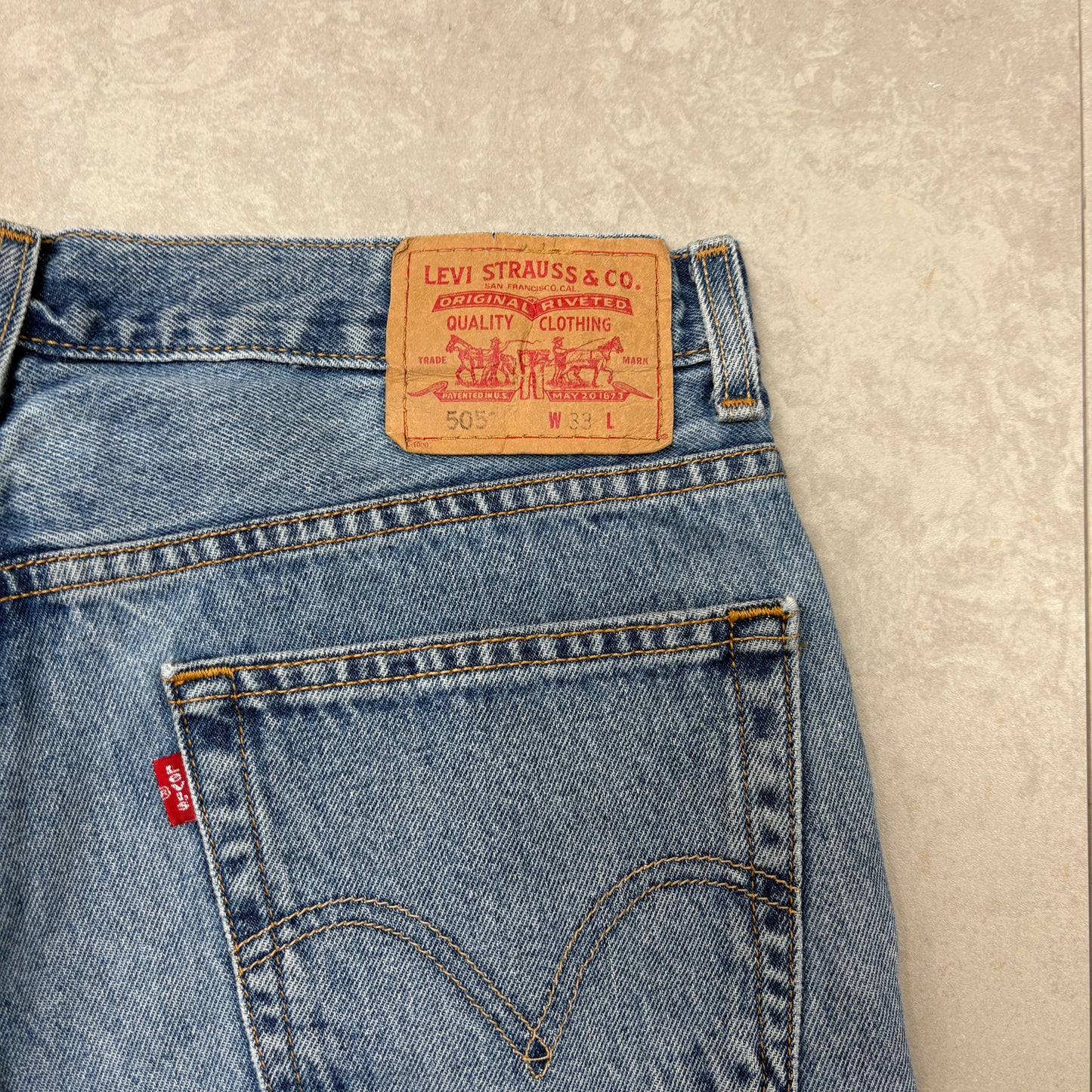 Vintage Levis 505 Blue Baggy Denim Shorts - 33