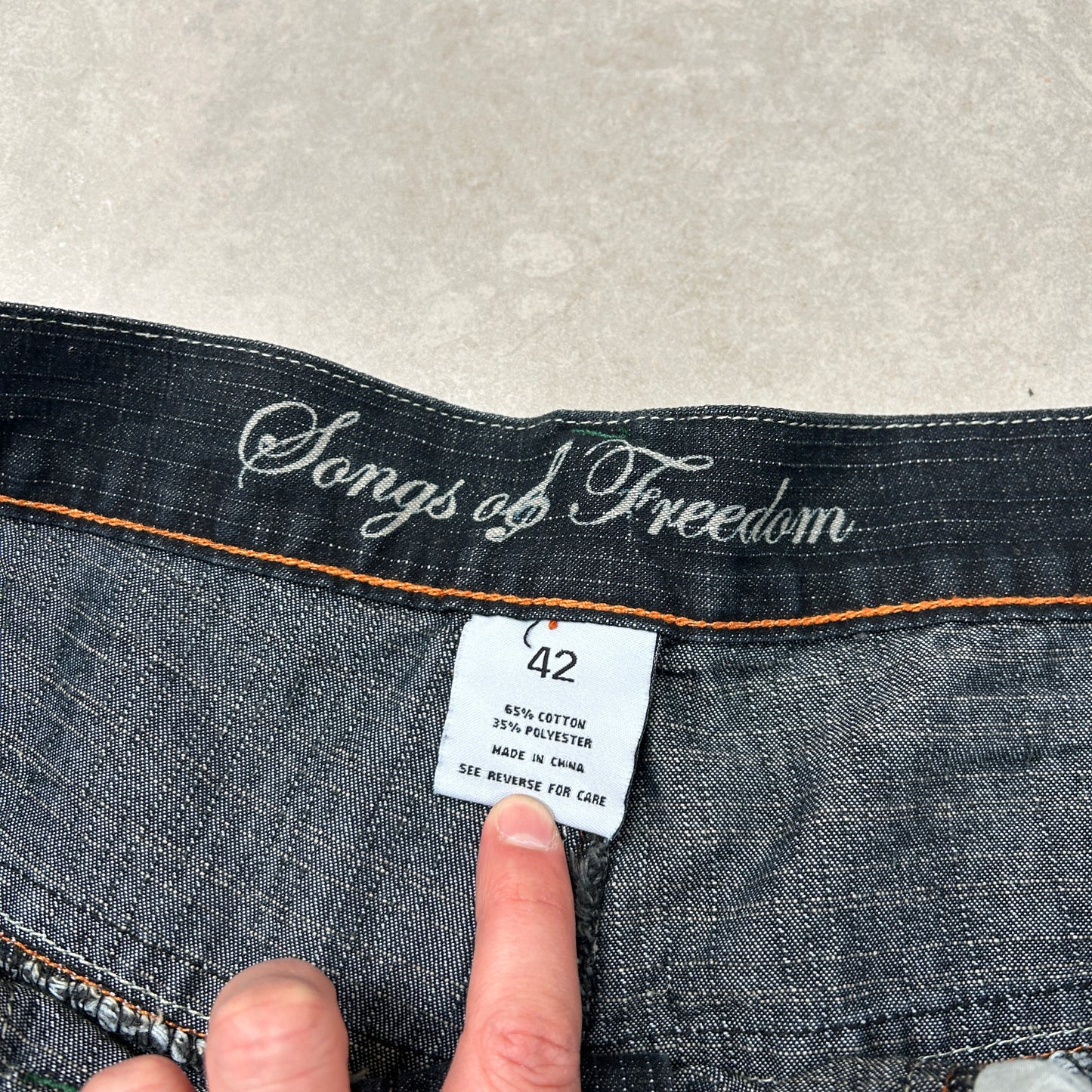 Vintage Embroidered Hip Hop Baggy Navy Shorts Jorts - 42