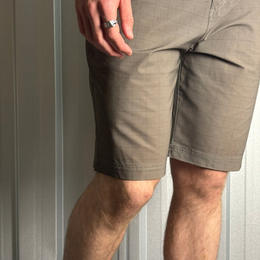 Vintage Quiksilver Y2K 00s Grey Brown Surfwear Shorts Swimming Trunks Check - 34