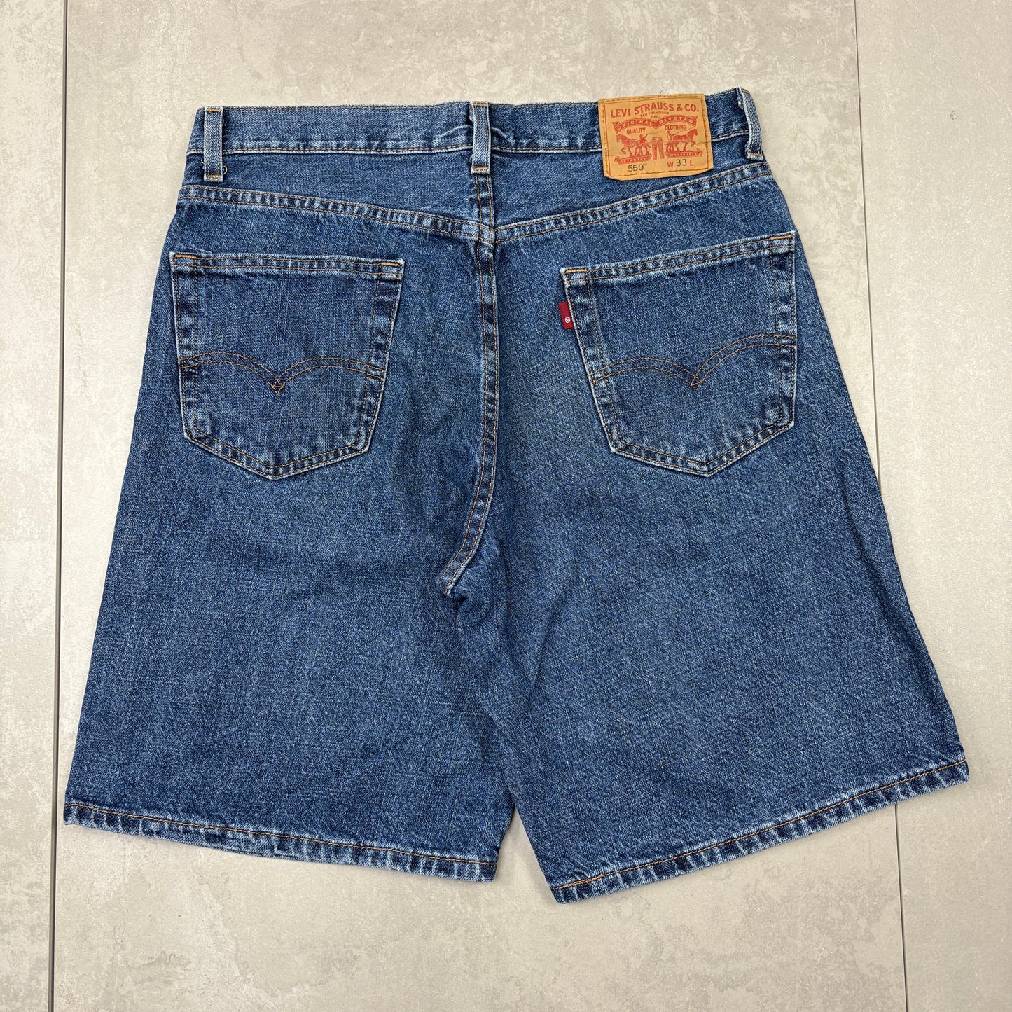 Vintage Levis 550 Baggy Blue Denim Shorts - 33