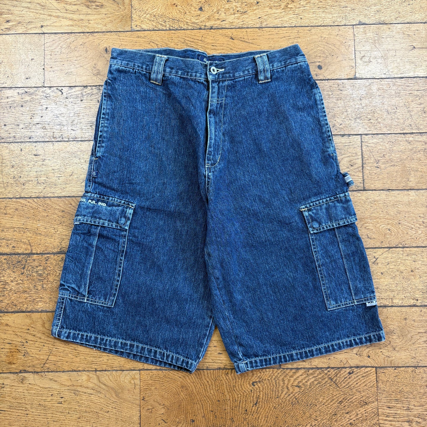 Vintage Pepe Jeans Cargo Embroidered Blue Hip Hop Baggy Shorts Jorts - 34