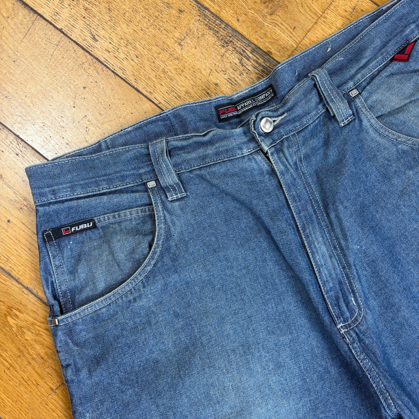 Vintage FUBU Embroidered Hip Hop Blue Baggy Shorts Jorts - 42