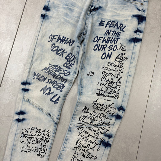 Vintage Rock Salt Blue Hip Hop Slim Jeans - 32