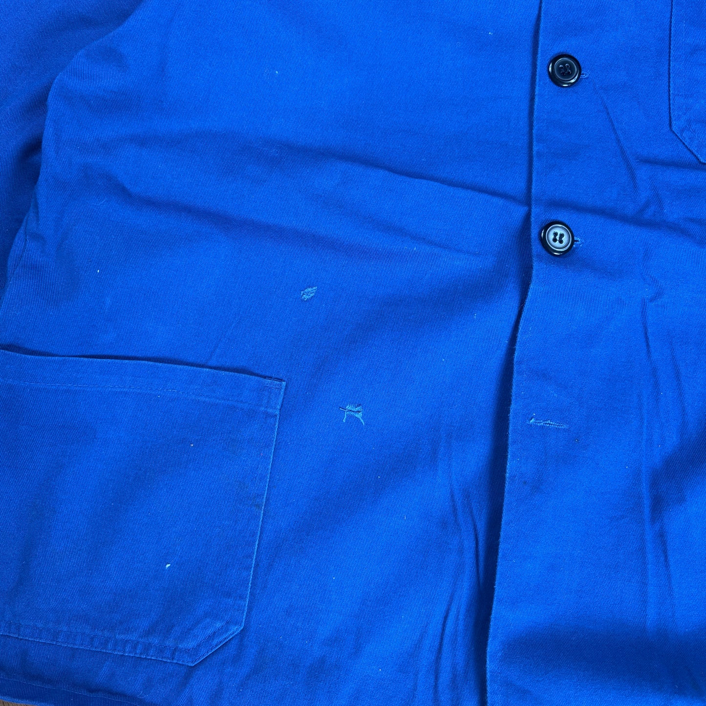 Vintage French Chore Workwear Jacket Blue Overcoat - L