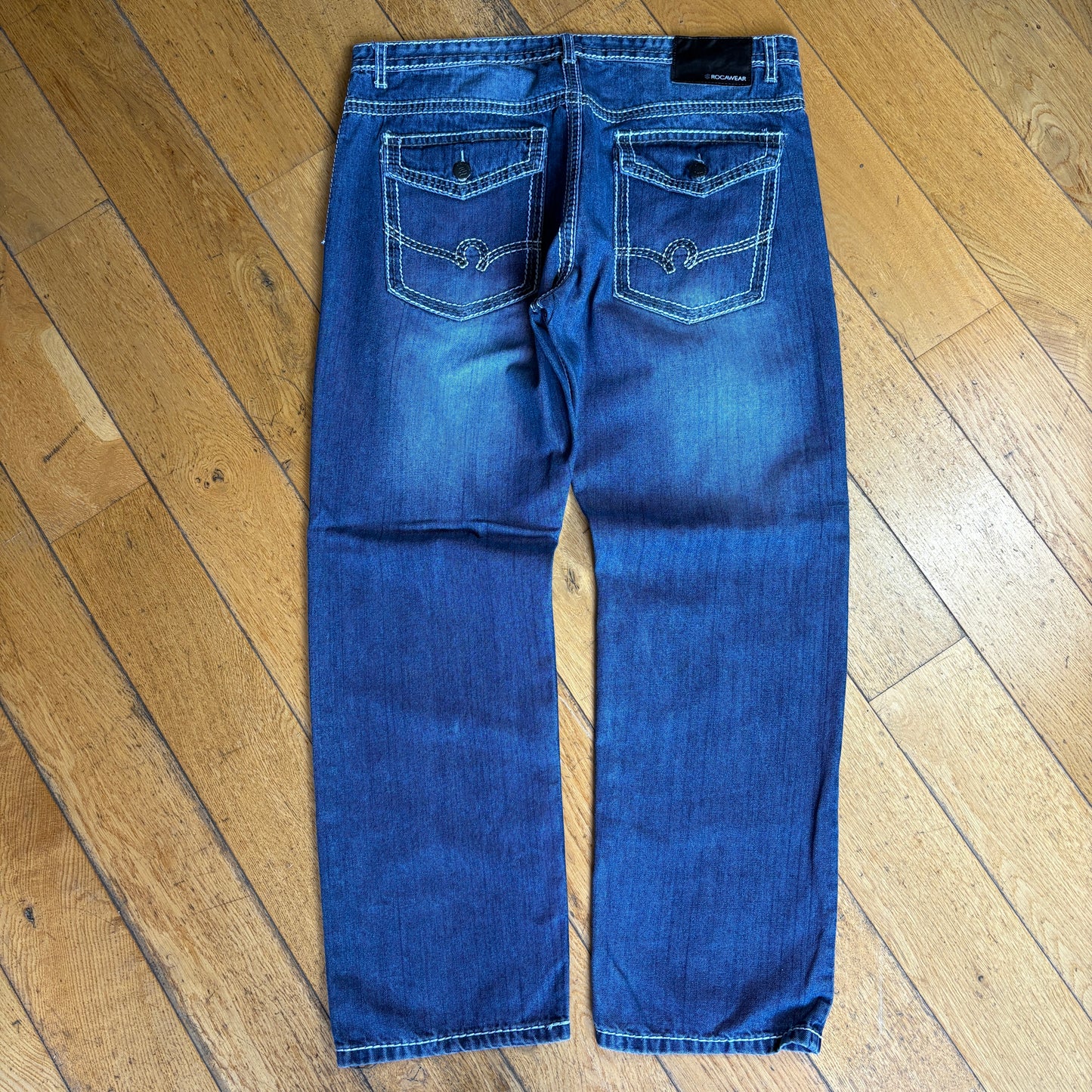 Vintage Rocawear Embroidered Blue Hip Hop Baggy Jeans - 40