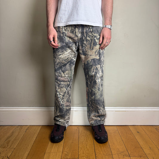 Vintage Real Tree Camo Green Hunting Fleece Lined Workwear Trousers - 34S