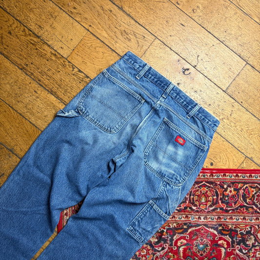 Vintage Dickies Workwear Carpenter Baggy Blue Jeans - 34L