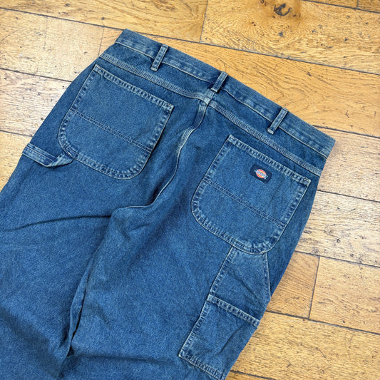 Vintage Dickies Blue Workwear Carpenter Baggy Jeans - 38