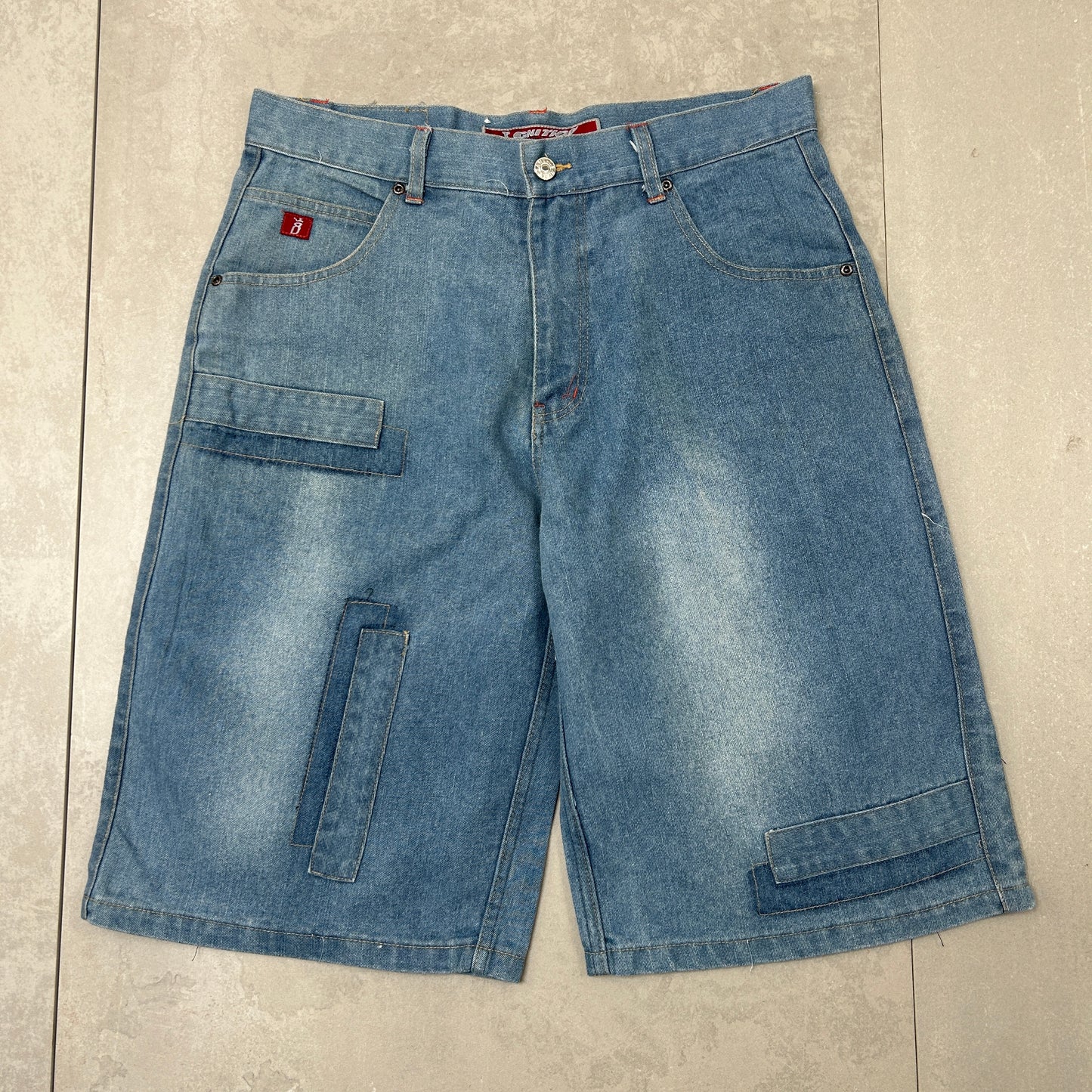 Vintage Ignition Embroidered Hip Hop Baggy Blue Shorts Jorts - 34