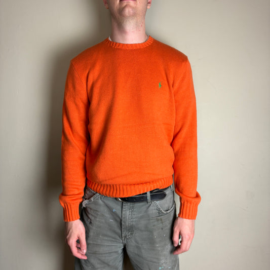 Vintage Ralph Lauren Orange Crewneck Chunky Knit Jumper - M