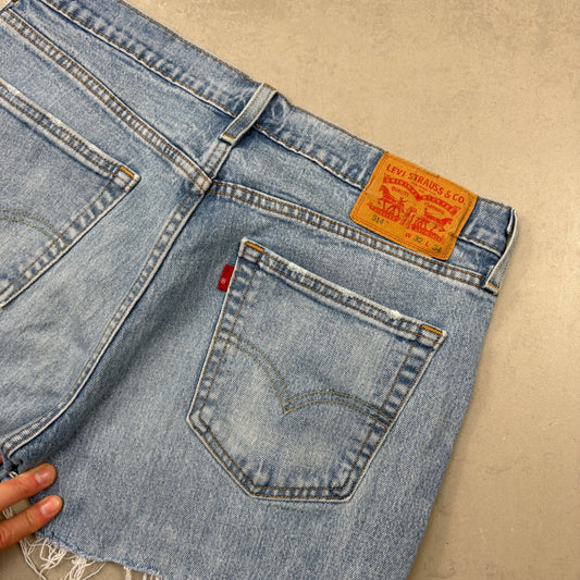 Vintage Levis 514 Blue Denim Shorts - Size 12