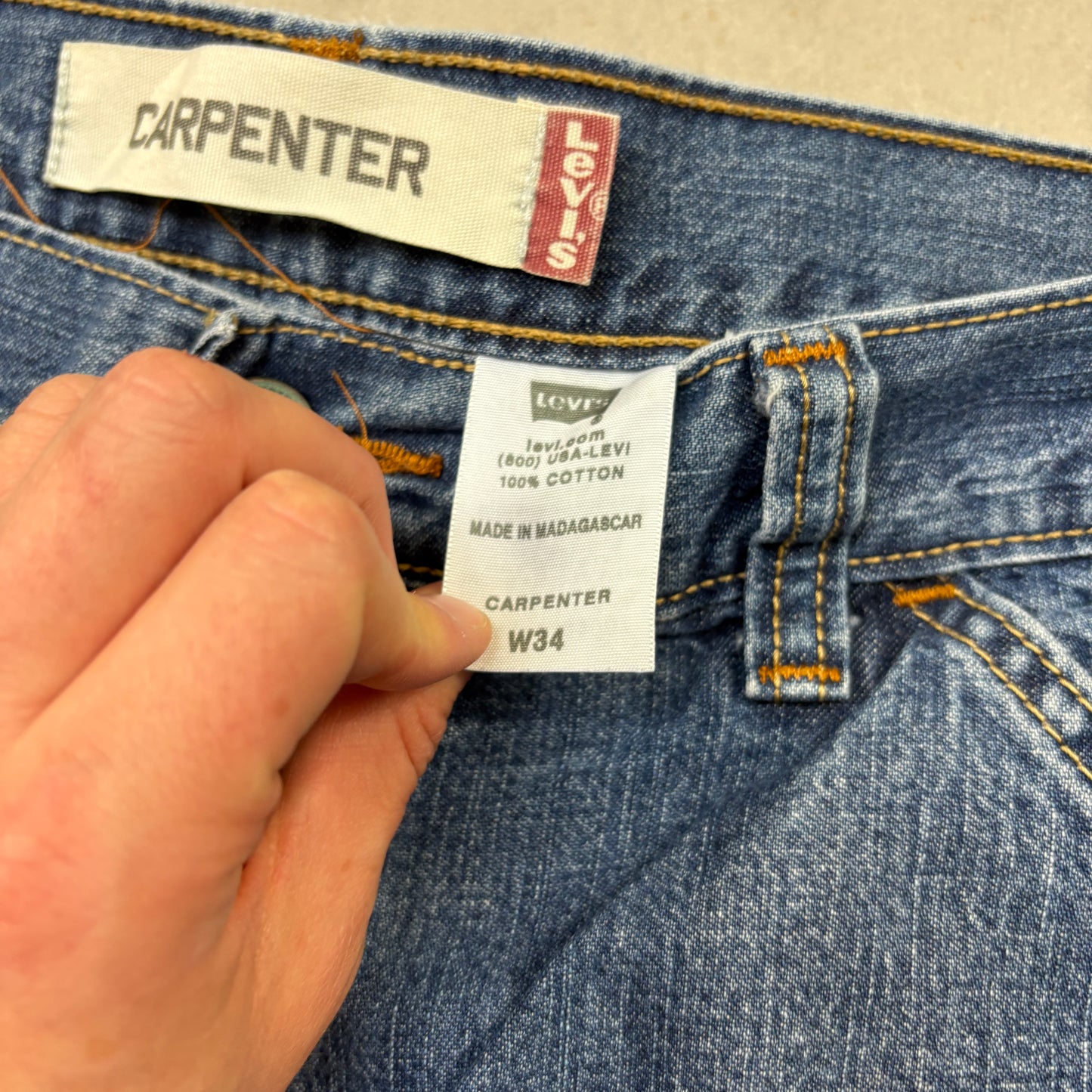 Vintage Levis Carpenter Blue Baggy Denim Shorts - 36