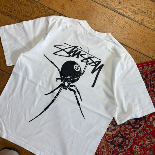 Vintage Stussy White Graphic T-Shirt - S