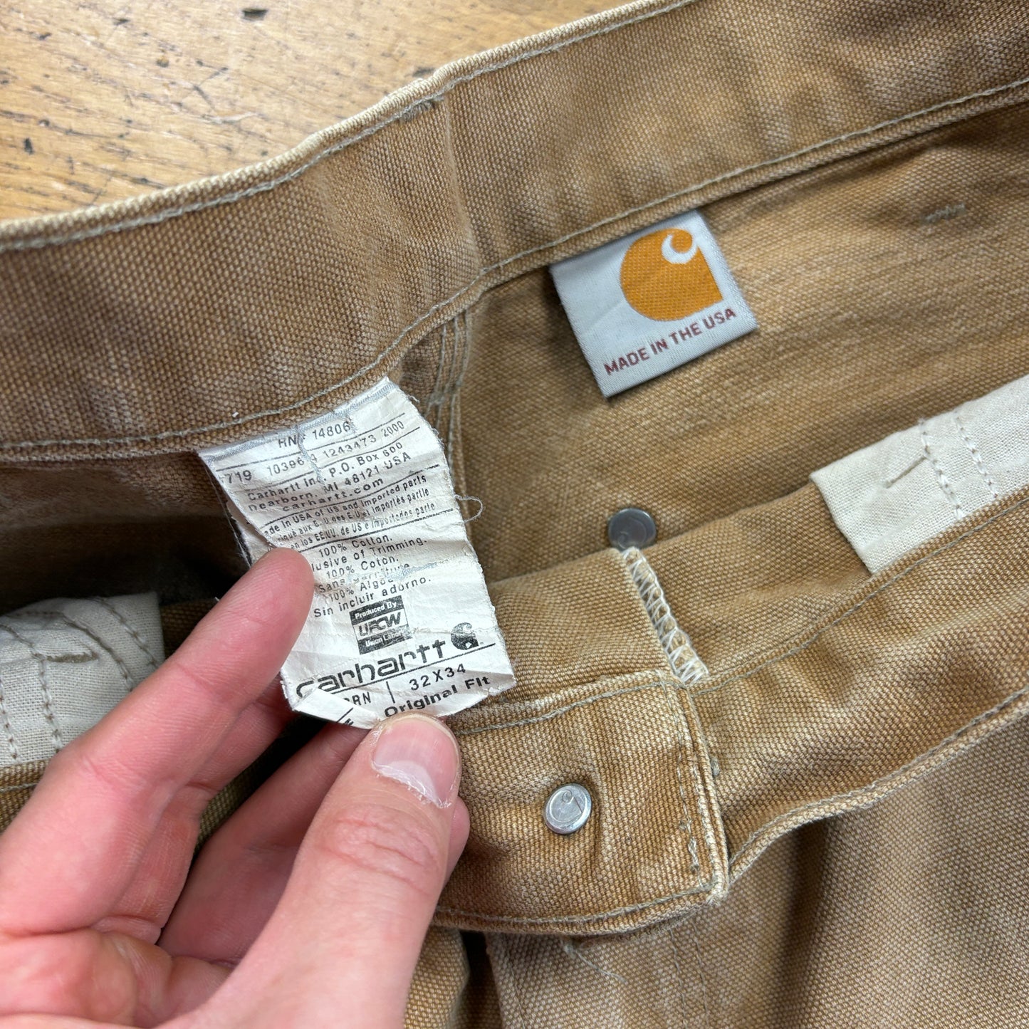 Vintage Carhartt Brown Double Knee Workwear Carpenter Baggy Trousers - 32