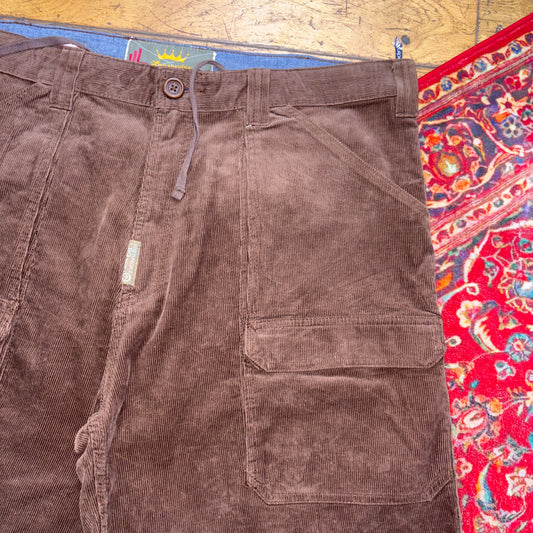 Vintage LRG Brown Corduroy Embroidered Y2K Hip Hop Baggy Jeans Shorts Jorts - 42