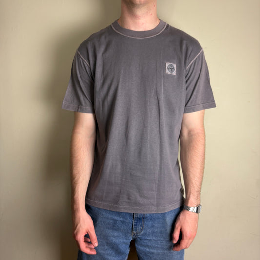 Vintage Stone Island Grey Embroidered Contrast Stitch T-Shirt - M