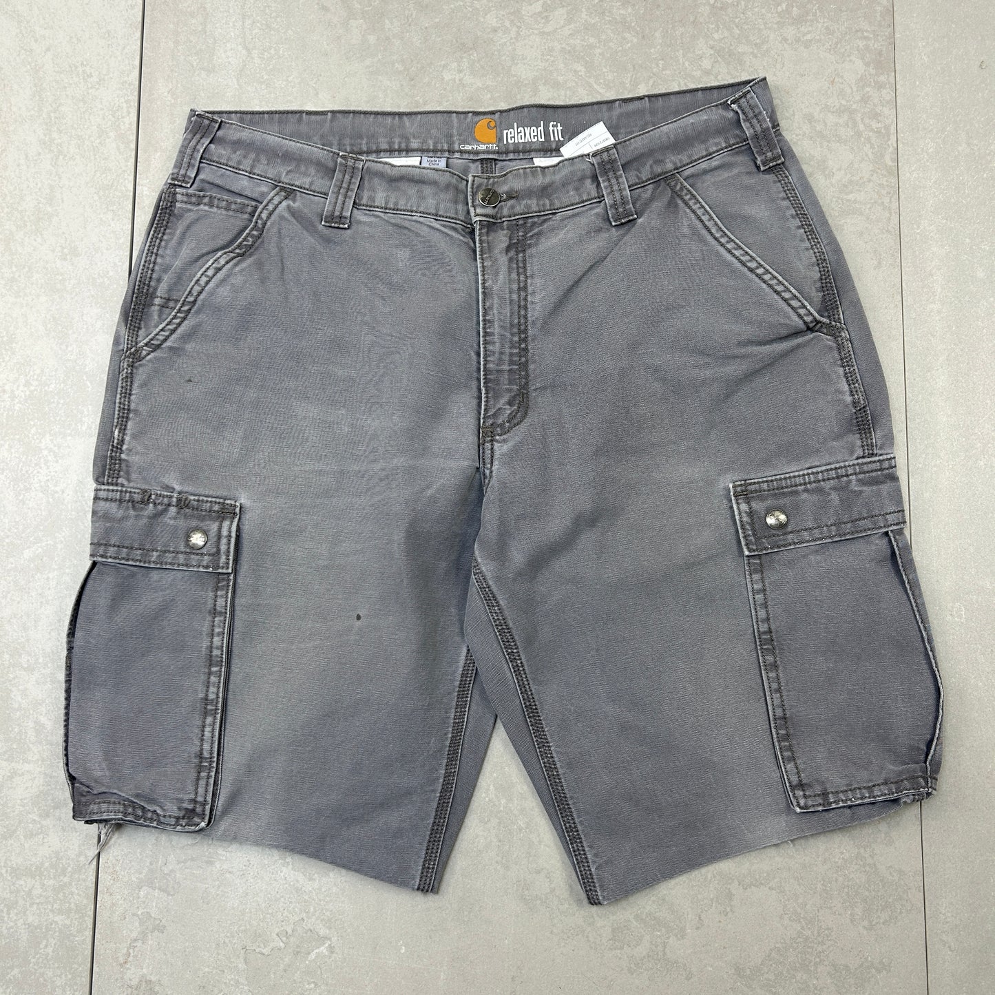 Vintage Carhartt Workwear Baggy Carpenter Grey Shorts - 36
