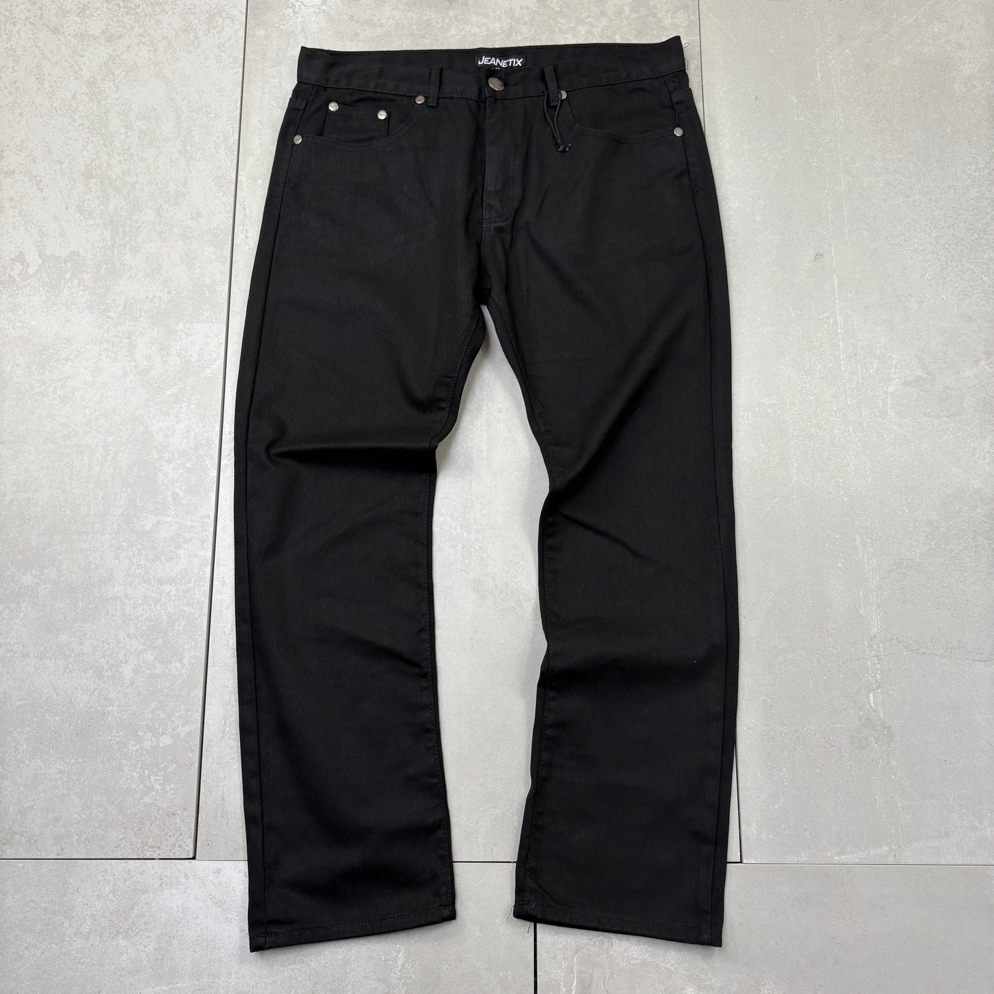 Vintage Embroidered Hip Hop Black Baggy Jeans - 38