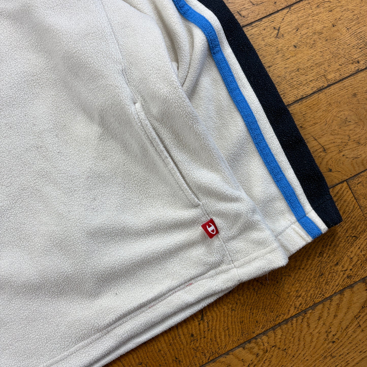 Vintage Champion Cream Zip Embroidered Fleece Sweatshirt - XL