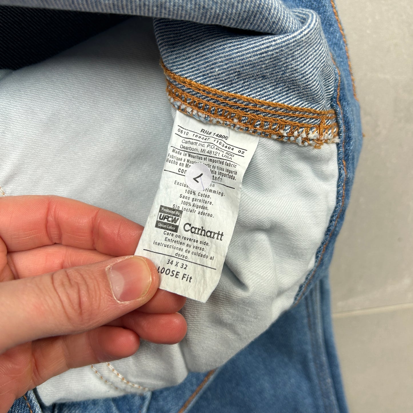 New Carhartt Double Knee Carpenter Blue Jeans - 36