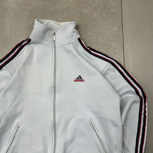 Vintage Adidas Light Blue Embroidered Zip Sweatshirt - L