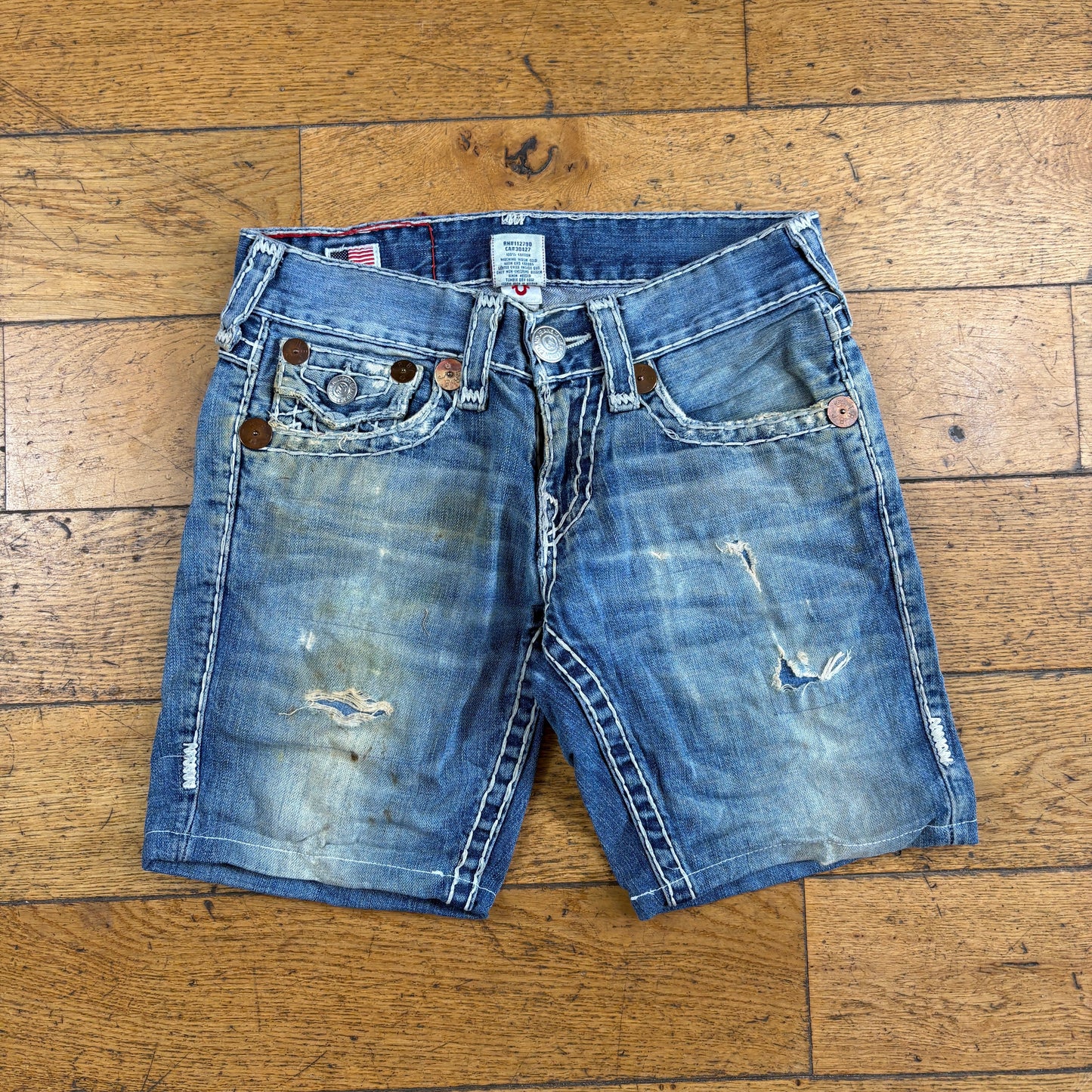 Vintage True Religion Blue Embroidered Y2K Shorts Jorts - 30