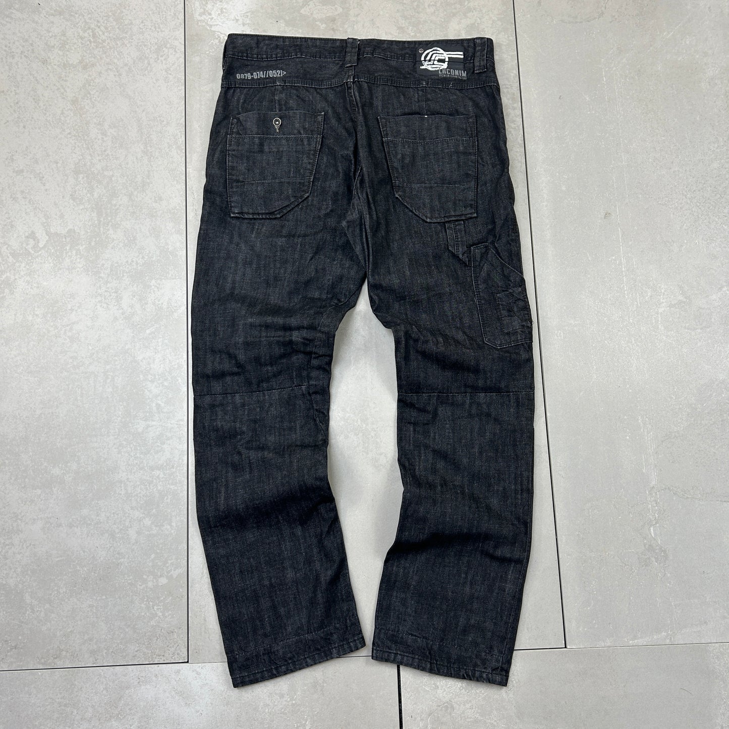 Vintage Embroidered Hip Hop Carpenter Black Jeans - 38