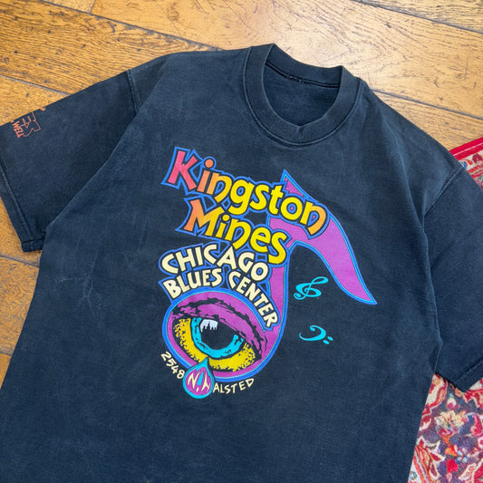 Vintage 90s Black Music Blues Guitar Graphic T-Shirt - M