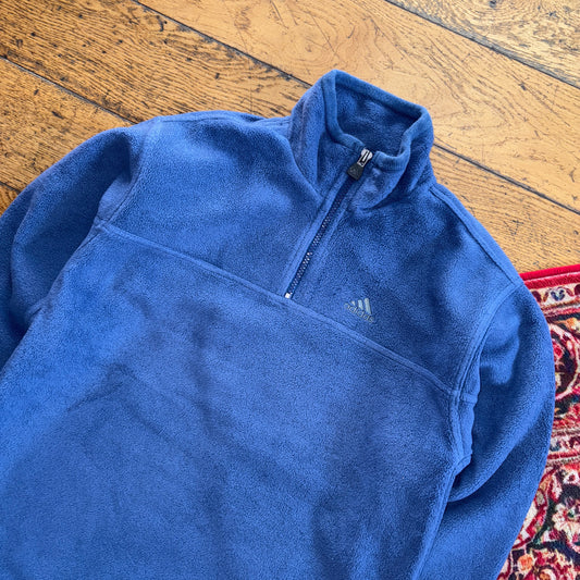 Vintage 90s Adidas Blue Embroidered Womens Fleece Sweatshirt - S