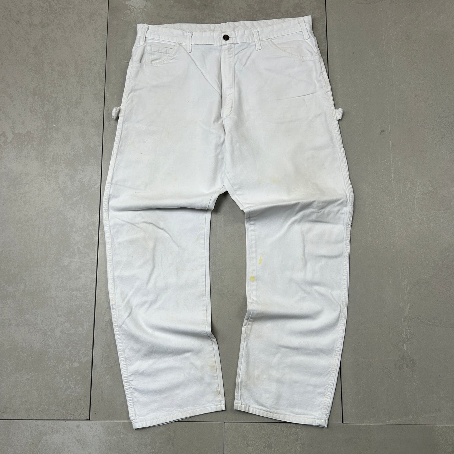 Vintage Dickies Workwear Carpenter Baggy White Trousers - 38