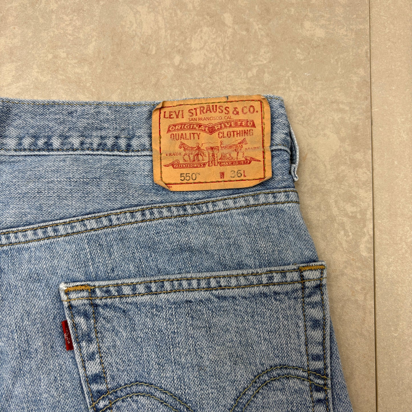 Vintage Levis 550 Blue Baggy Denim Shorts - 36