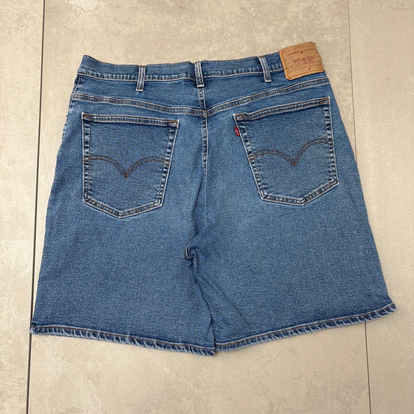 Vintage Levis Blue Baggy Denim Shorts - 36