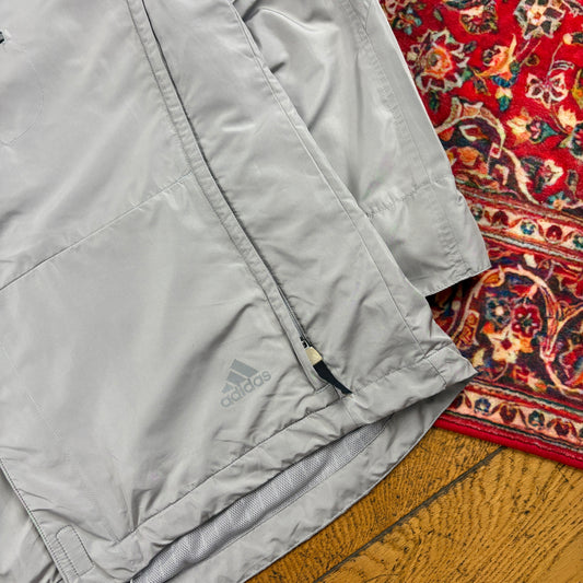 Vintage Adidas Womens Y2K Asymmetrical Silver Technical Gorpcore Jacket - Size10