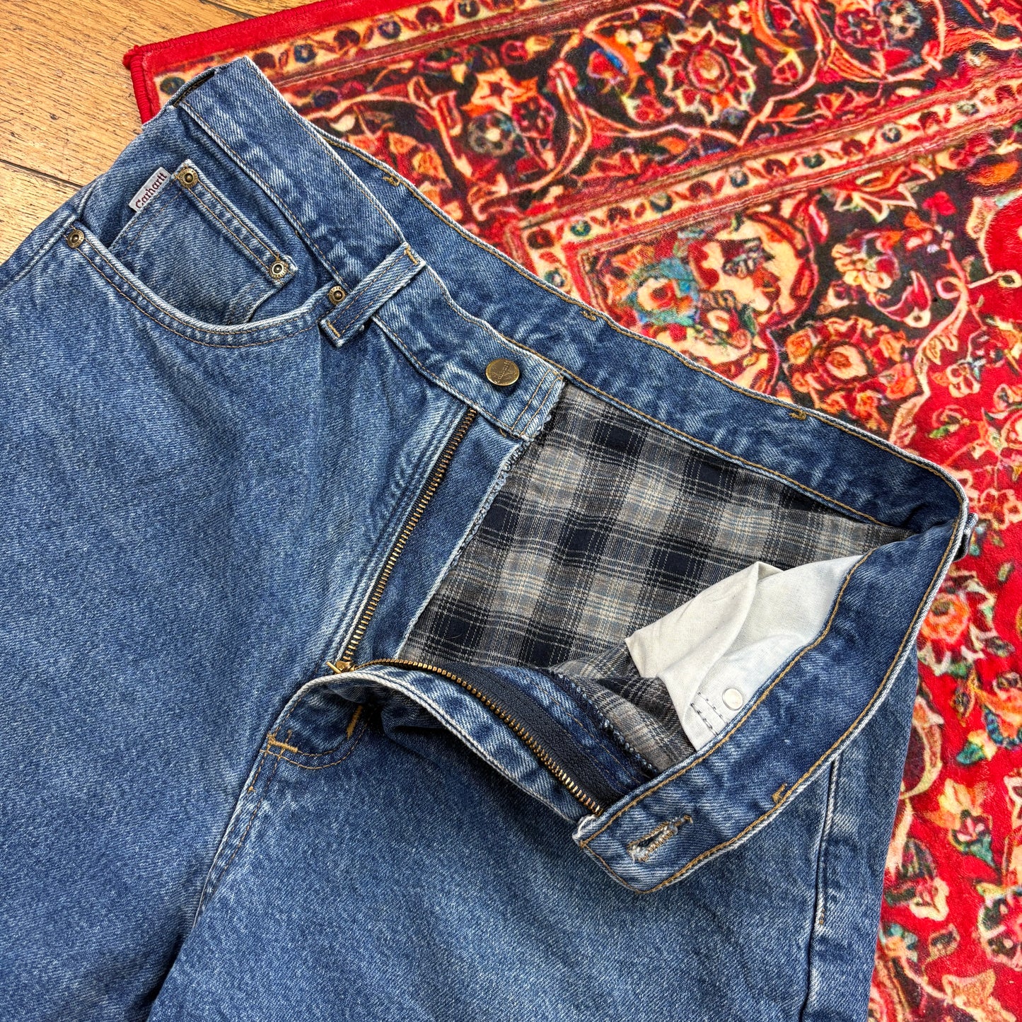 Vintage Carhartt Blue Workwear Carpenter Baggy Jeans - 35