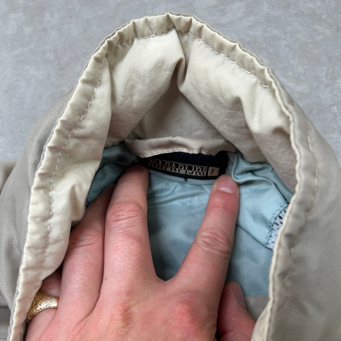 Vintage Napapijri Cream Tracksuit Track Shell Windbreaker Jacket - M