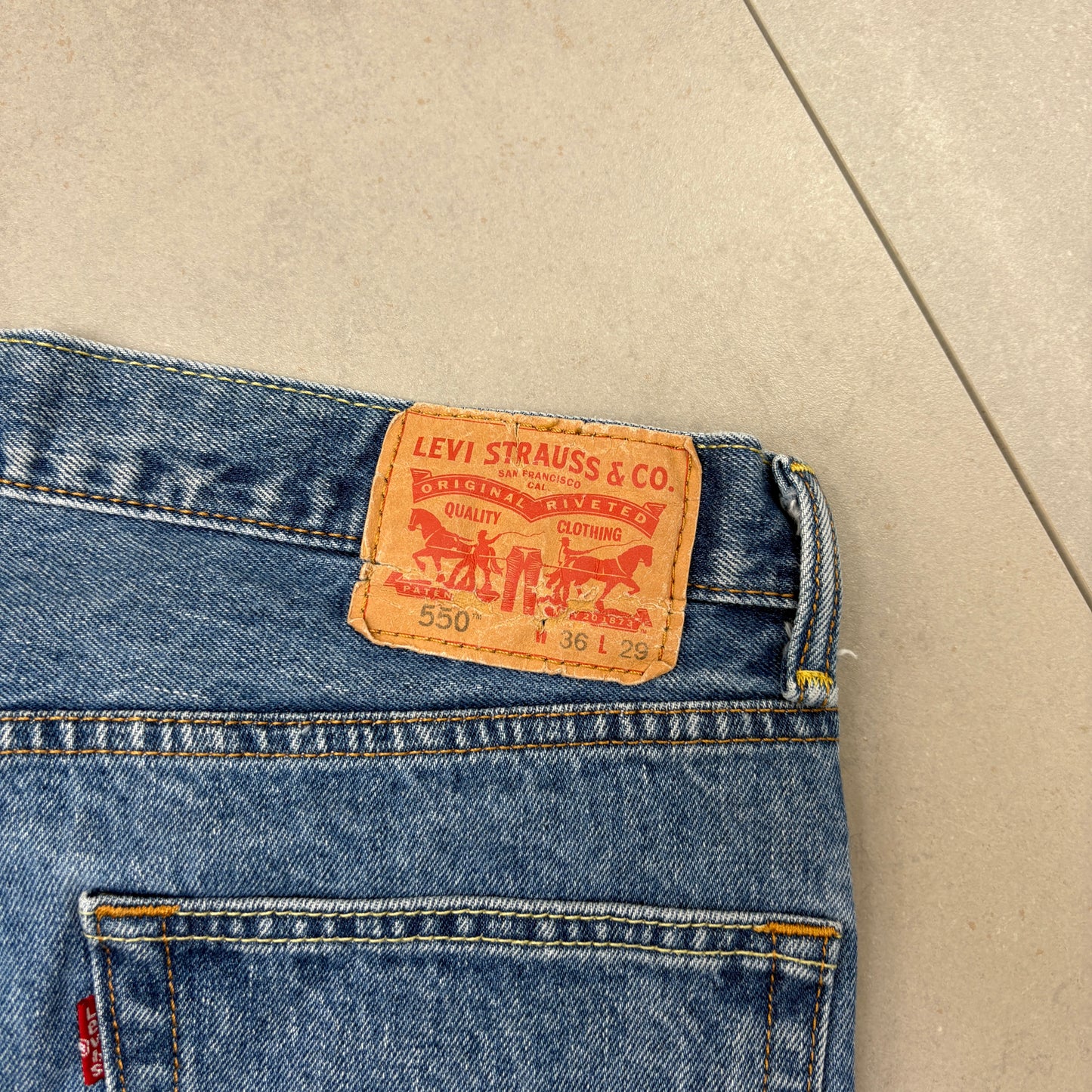 Vintage Levis 550 Baggy Blue Denim Shorts - 36