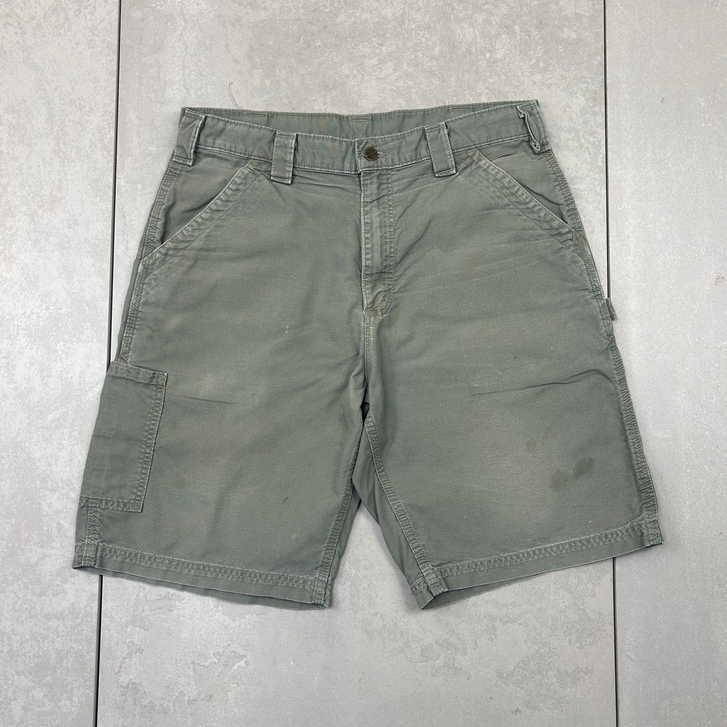 Vintage Carhartt Workwear Baggy Green Khaki Carpenter Shorts - 34